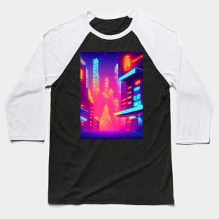 Japan Neon City Lights Baseball T-Shirt